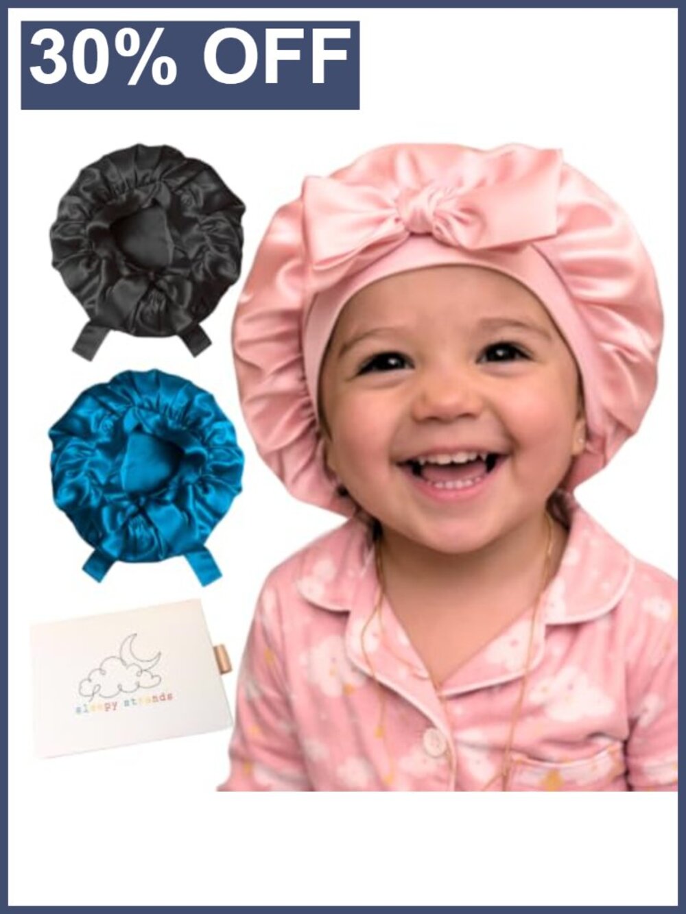 100% Organic Mulberry Silk Kids Sleep Bonnet Double Layer Reversible Adjustable